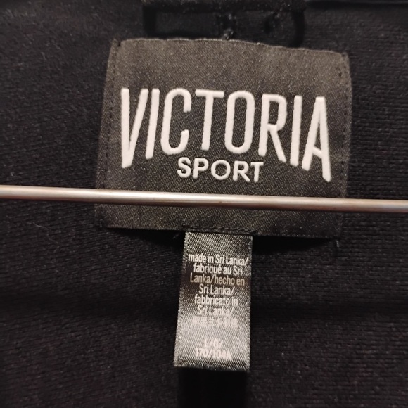 Victorias Secret Sport Black Satin Zip Up Track Jacket Varsity Vintage Size L - Picture 5 of 9